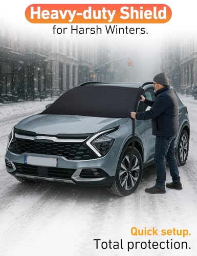Image of EcoNour Car Snow Cover Compatible for Kia Sportage | Windshield Cover for Ice and Snow with S-Hook Straps | Heavy-Duty 600D Oxford Winter Car Cover, Waterproof & Anti-Slip