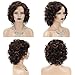 SEVENCOLORS Wigs for Black Women Afro Short Curly Bob Wigs Synthetic Hair African American Wig Natural Looking Glueless Big Curly Wigs(Brown Mixed Blonde)