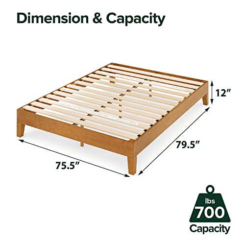 Image of Zinus Alexis Deluxe Wood Platform Bed Frame, Solid Wood Foundation, No Box Spring Needed, Wood Slat Support, Easy Assembly, Rustic Pine, King