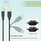 Rozdzielacz kabla do drukarki 2 w 1 USB-A na B do dwóch komputerów, kompatybilny z HP, Canon, Brother, Samsung, Dell, Epson, Lexmark, Xerox, Piano (2,5 m)