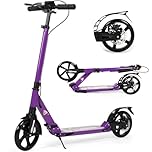 Kick Scooter for Kids Ages 8-12, 200mm Big Wheel Adult Scooter with Disc Brakes and Carry Strap, Foldable Scooters for Teenagers 11-15 (Purple)