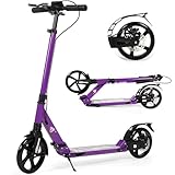 Patinete para niños de 8 a 12 años en adelante, Scooter para Adultos con Correa de Transporte y Doble absorción de Impactos (Violeta)