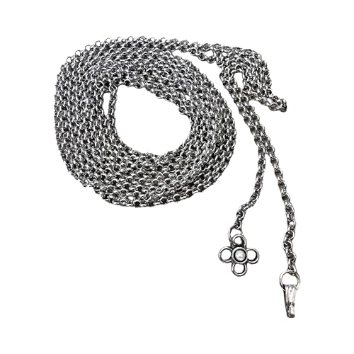 Cadena de tirolesa para tirolesa, estrecha, estable, cadena de metal con pequeña flor de metal, longitud 1,5 m, 1,5m, Metal
