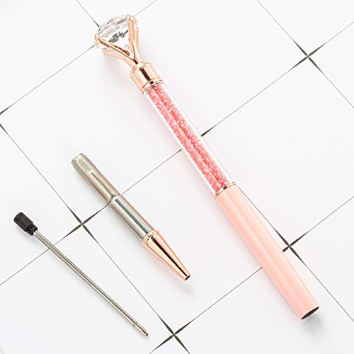 Pasisibick 7 Pcs Big Diamond Pens-Bling Wedding Crystal Metal Ballpoint Pens With Black Ink (7 Random Colors) #TOP5