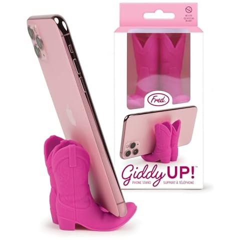 Genuine Fred Giddy UP Phone Stand, Pink, Cowboy Boot Tech Accessory, Fits Most Mobile Smartphones, Grippy Silicone, Fun Cowboy Boot Details Cover