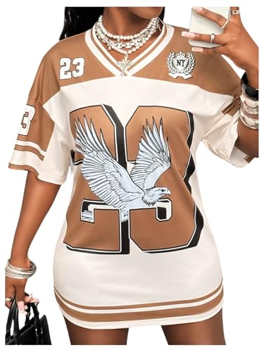 WDIRARA Women's Plus Size Jersey Dress Number Graphic...