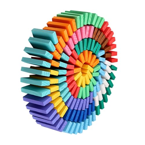 MALUGOGO 120個 木製多米ノ骨牌積み木 用知育ゲーム ブロック遊びで手指協調と色彩認識向上 初めてのみ立てパズル 幼児教育用ドミノレースト