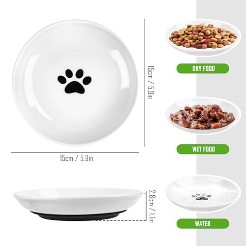Ceramic Cat Bowl, Set of 3, Cat Bowl Set, Bowl with Non-Slip Rubber Base, Relieves Whisker Fatigue - Image 2