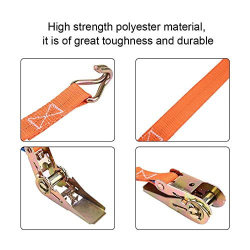Foto von 4 Stück 1T 4m Spanngurte mit Ratsche einteilig 1 teilig Ratschengurte Zurrgurte 25mm orangeSerrage,Supportant UNE Charge Maximale Totale de 1000 kg