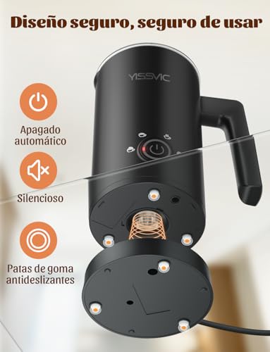 Miniatura 6 de Yissvic Espumador De Leche 4 En 1 500w Espumador Leche Electrico Con Revestimiento Antiadherente Milk Frother Calentador De Leche Caliente Y Fría Fácil De Usar Y Limpiar Para Café Latte Y Capuchino