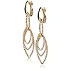 Anne Klein Women's Gold Diamond Textured Linear EZ Comfort Clip Earrings