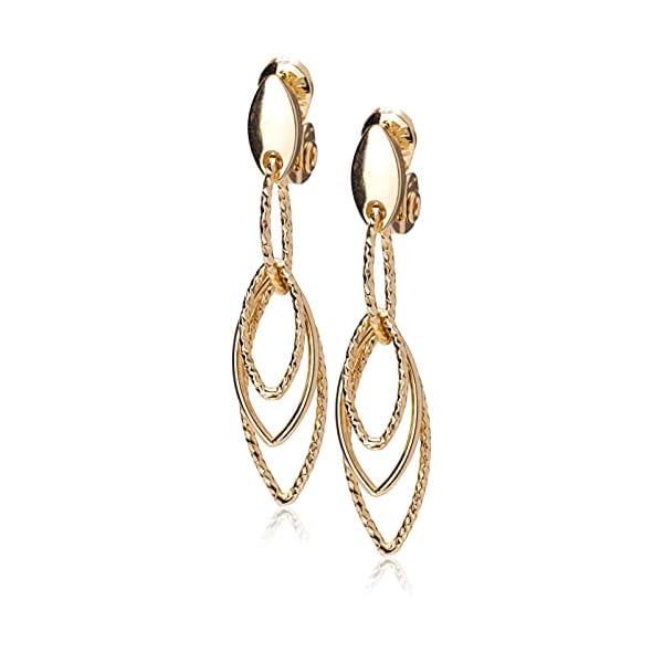 Anne Klein Women's Gold Diamond Textured Linear EZ Comfort Clip Earrings