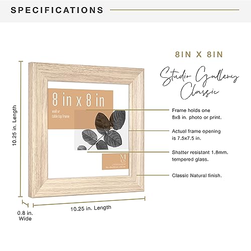 Image of MCS Studio Gallery Classic Picture Frame, 8x8, Natural Woodgrain, 1-Pack | Studio Gallery Classic Picture Frame For Photos, Posters & Art Prints, 8x8 Inch, Natural Woodgrain Engineered Wood, 1-Pack