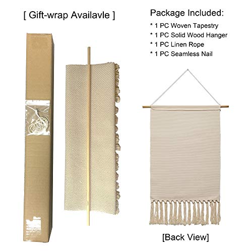 Macrame Woven Wall Tapestry Hanging Art, 20x34 Large Boho Chic Bohemian Morocco Black White Diamond Rhombus Geometric Tapestries Decor for Apartment Dorm Kids Living Room Bedroom Door Entrance - Image 8