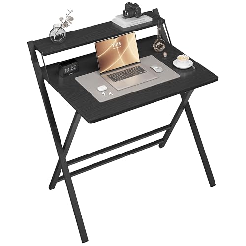 Yaheetech Folding Desk with Monitor Stand,80 cm Computer Desk for...
