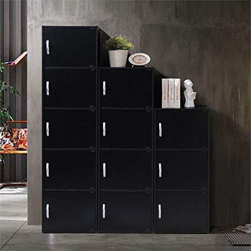 Pemberly Row 4 Shelf 4 Door Bookcase In Black #TOP4