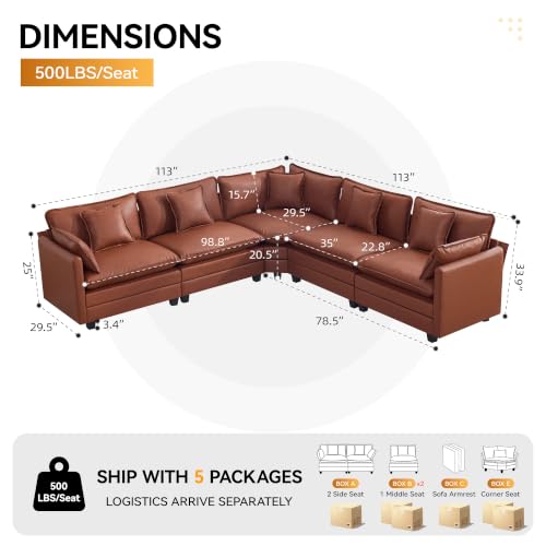 V-Shaped Cloud Leather Sofa