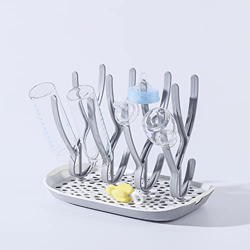 Miniatura 3 de PandaEar Estante de secado para biberones  Vasos para niños pequeños, platos y accesorios para bebés, estante para secadora de encimera con bandeja