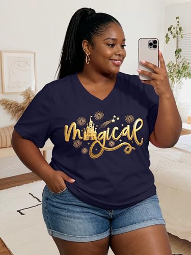 Image of NANYUAYA Plus Size Magic Shirts for Women Castle Kingdom Graphic Magical T Shirt Cute Holiday Princess Tee Vacation Tops