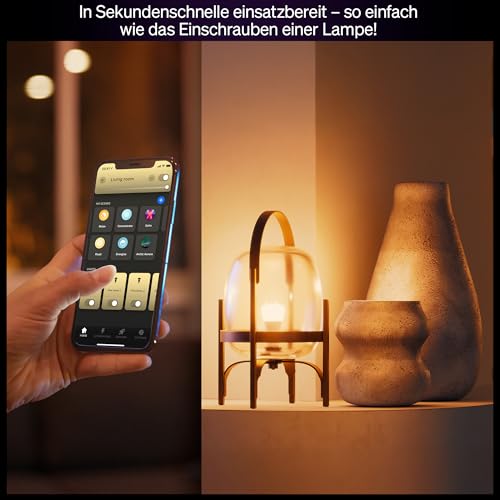 Philips Hue Smart LED A67 Lampe, Weiß und Color Ambiance, E27 Fassung, 11,8W, Vollspektrumlicht 1000K-20000K, 1600 Lumen, dimmbar, kompatibel mit Alexa, Google Assistant und Apple Home, 1er Pack 6
