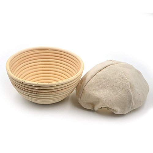Bread Proofing Basket Banneton Brotform Round 8 Inch Made of Premium Natural Woven Rattan. Lightweight, Unbleached, No Chemicals. Bonus PDF Guide: How to Make Delicious Sourdough