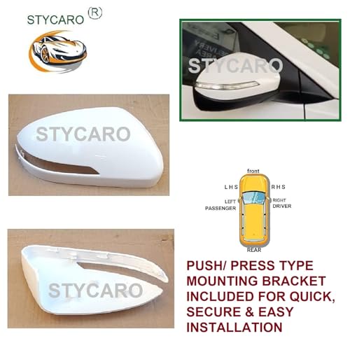 Image of (RIGHT DRIVER SIDE) ORVM Side Mirror Cover Skull Cap (INDICATOR CUT TYPE) for Hyundai i20 Elite /Active 2015-2019 | UNPAINTED Mirror Housing Cover | Replacement Accessories for Car Exterior