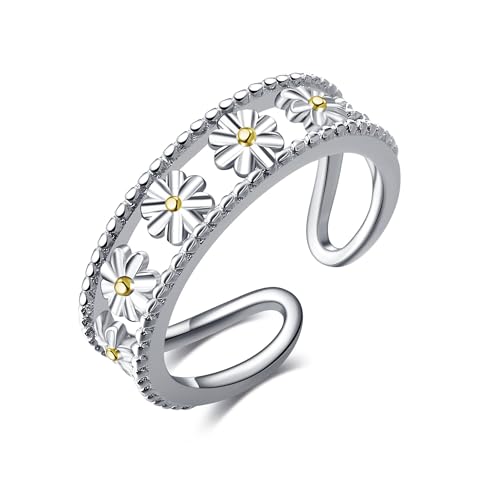 Regalo para mujer: anillo de plata de ley con margaritas para el pie