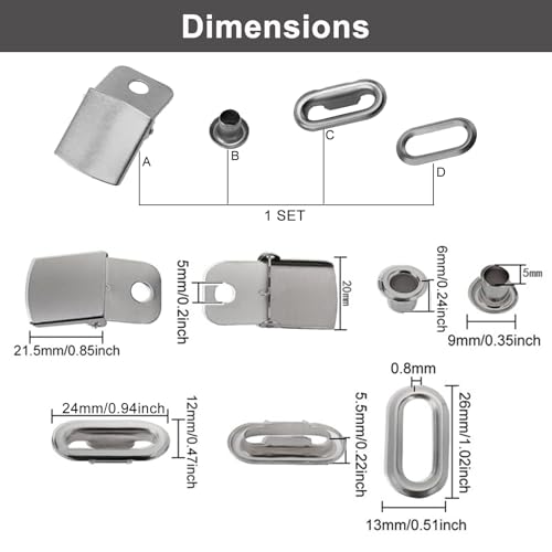 marrhorvk Cap Verschlüsse aus Metall 36-Set, Austauschbare und Verstellbare Kappenschnalle, Hut-Schließen Zubehör mit Werkzeug zum Befestigen (Silber)