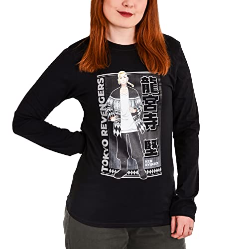 Elbenwald Tokyo Revengers - Camiseta de manga larga con estampado frontal Draken para hombre, mujer, unisex, color negro, Negro , S