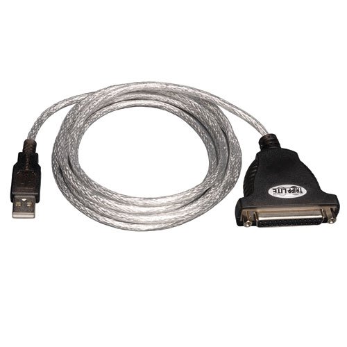 Tripp Lite Hi-Speed USB to IEEE 1284 Parallel Printer Gold Adapter Cable (A-M to DB25 F) 6-ft.(U207-006),Silver