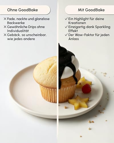 GoodBake Cake Drip Glaze 130g Schwarz | Kuchenglasur auf Glukosebasis | Vegan & Laktosefrei | Zuckerschrift für Kuchen, Kekse & Cup Cakes | Torten Deko
