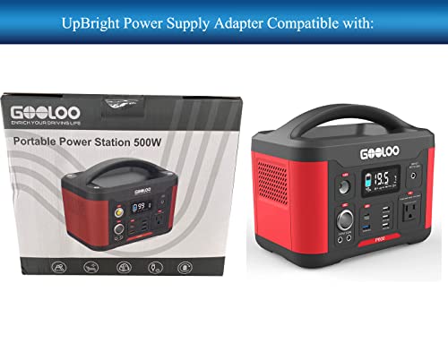 Adaptador CA/CC global nuevo UpBright compatible con estación de energía portátil Gooloo Discovery P500 (500 W, 520 Wh) y P600 (600 W, 626 Wh), batería de litio para exteriores y generador solar miniatura 2