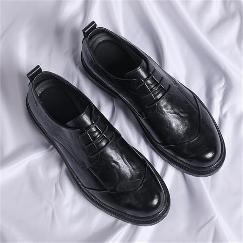 Men's Lace Up Modern Leather Oxford Brogue Dress Shoes Pointed Toe Tuxedo Party Formal Footwear4