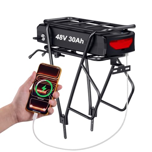 e Bike Akku 48v 30Ah mit Gepäckträger for 750W 1000W 1500W Ebike Motor