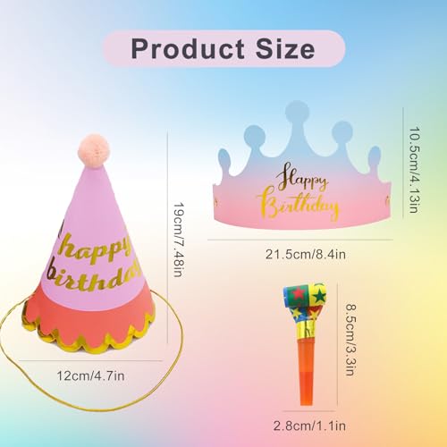 Miniatura 2 de Qszhsl 25 Piezas Sombreros De Fiesta, Corona De Papel De Fiesta, Sombreros Cono Fiesta De Cumpleaños Juego De Sombreros De Fiesta, Sopladores De Fiesta, Para Fiestas De Cumpleaños