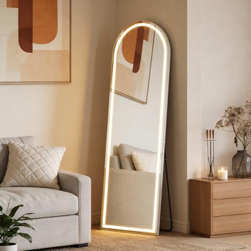 NEWBULIG 63"x20" Arched Full Length Mirror, Light Floor Mirror, White