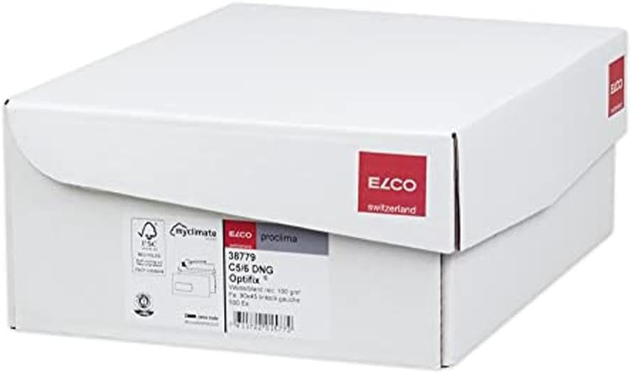 ELCO Proclima FSC CO2 DL Neutral Recycling Wallet Envelopes Peel and Seal 100GSM with 90x45 mm Left Window (Box of 500) - White