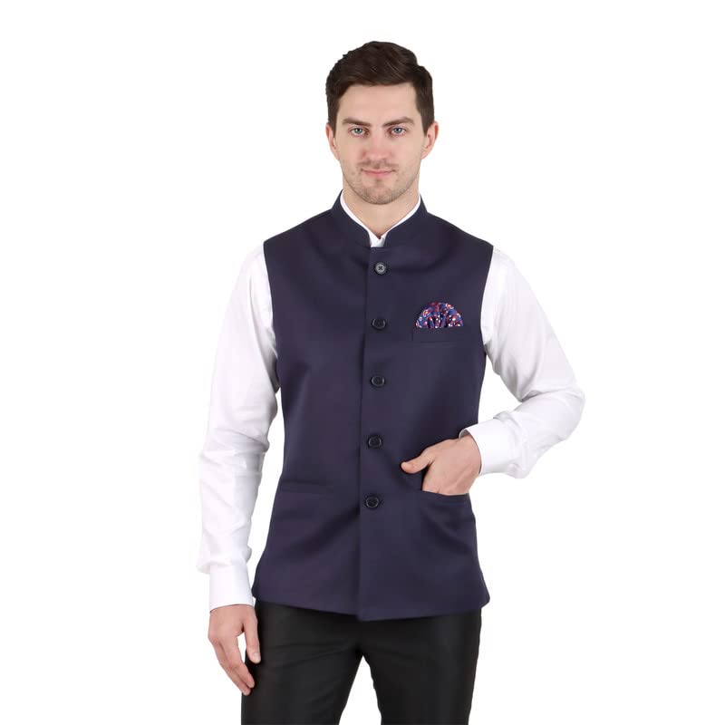 GRACYSHADE Men’s Nehru/Modi Jacket (Waistcoat) along-with Inner pocket - Premium Cotton Fabric with Polyester lining, Stylish Sleeveless Bandhgala Regular Fit for Festive, Casual, or Occasional