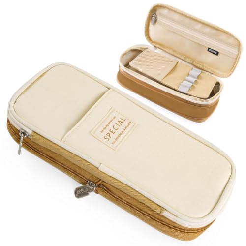 Image of WORSHIPER Big Capacity Pencil Pen Case Bag with Zipper Office College School Storage Large Capacity Bag Pouch Holder Box Organizer Colorful (Special - Gold Colour)