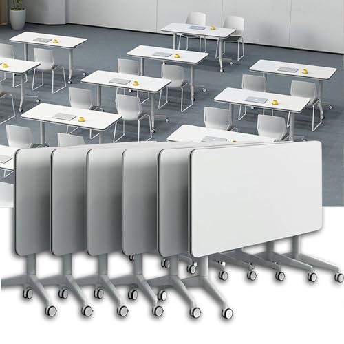 Lot de 6 tables de conférence pliantes et mobiles - 140 x 40 x 76 cm - Design modulaire rectangulaire pour bureau, réunion et salle de classe