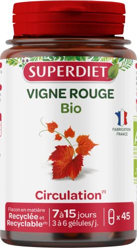 SUPERDIET - VIGNE ROUGE BIO - Circulation & Jambes légéres - Fabrication française - 45 gélules