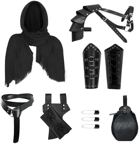 6 Pcs Medieval Knight Accessories Renaissance Viking Belt Pouch A...
