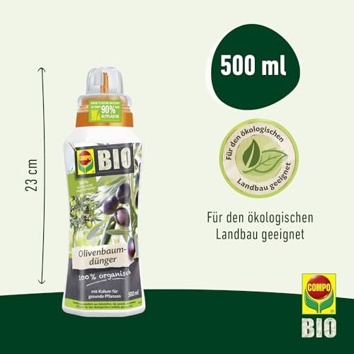 COMPO BIO Olivenbaumdünger – Olivenbäume düngen mit 100 Prozent natürlichen Inhaltsstoffen – Spezial-Flüssigdünger – 500 ml