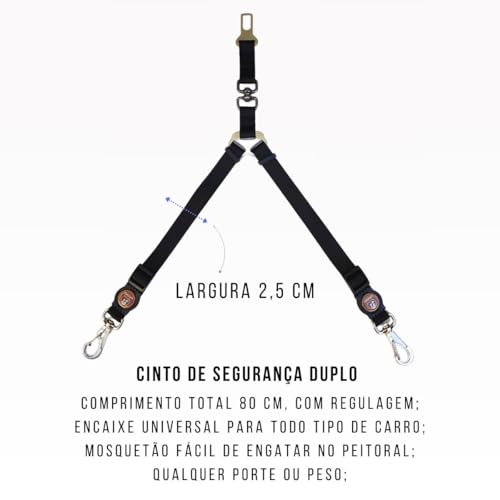 Guia Dupla E Cinto De Segurança Duplo Para Cachorro (Cães Pequenos)