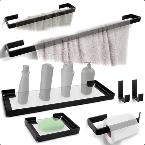 rio design99 – kit banheiro 7 peças – alumínio preto fosco quadra...