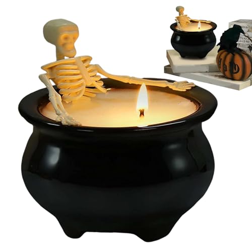 Vela Esqueleto Halloween - Decoración de Halloween con Velas Esqueleto para Interiores,Figura Espeluznante para Fiesta Cumpleaños Cocina Escritorio Repisa Sala De Estar Estante Entrada Apartamento