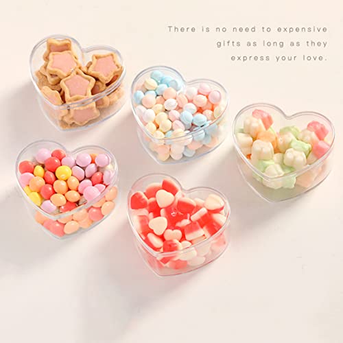 Heart Shaped Box 3Pcs 3.35X2.95X1.57 Inch Clear Acrylic Heart Candy Box Bridesmaid Proposal Ring Holder Heart-Shaped Cube Crystal Jewelry Display Boxes With Lid For Wedding Birthday Easter Gift #TOP4