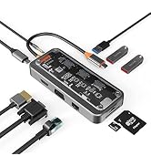RuhZa USB C Hub 10 in 1 Type C Hub with Ethernet, 4K USB C to HDMI, VGA, PD Power Delivery, 3 USB...