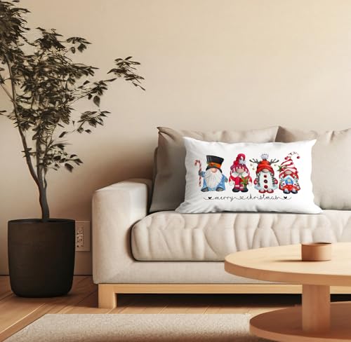 Huester 091HL Merry Christmas Funny Santa Gnomes Throw Pillow Cover,12 Inchx20 Inch Decorative Pillowcase Cushion Cover thumb #2