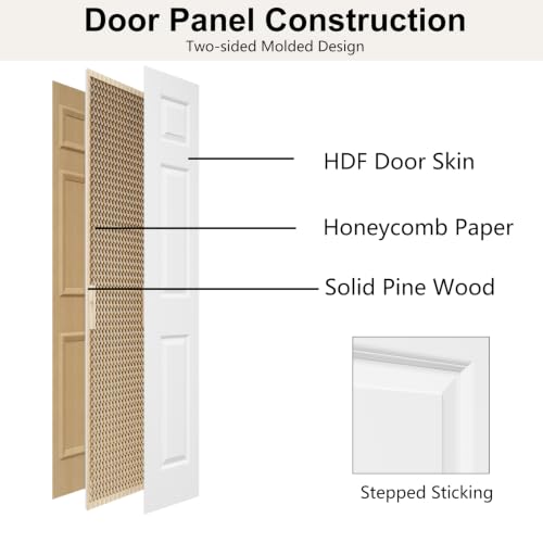 Image of 30 in.x 80 in. Bifold Door, 6 Panel Primed Bifold Closet Door